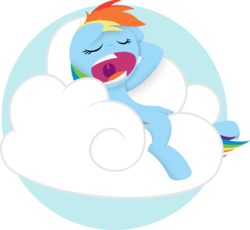 Size: 3134x2881 | Tagged: dead source, safe, artist:mahaugher, rainbow dash, g4, cloud, sleeping