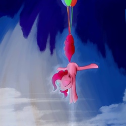 Size: 5000x5000 | Tagged: safe, artist:sharpieboss, pinkie pie, earth pony, pony, g4, absurd resolution, balloon, female, solo, then watch her balloons lift her up to the sky