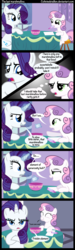 Size: 1200x4000 | Tagged: safe, artist:coltsteelstallion, rarity, sweetie belle, pony, unicorn, g4, belle sisters, comic, crayon, duo, duo female, female, filly, foal, generosity, grammar error, mare, marshmallow, nom, siblings, sisters, tower of pimps