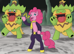 Size: 800x584 | Tagged: safe, artist:kourabiedes, pinkie pie, ludicolo, g4, crossover, dancing, miror b, parody, pokémon, pokémon colosseum, pokémon xd, pokémon xd: gale of darkness