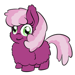 Size: 450x450 | Tagged: safe, artist:lamia, cheerilee, earth pony, fluffy pony, pony, g4, :t, derp, female, fluffy, looking at you, simple background, smiling, solo, white background