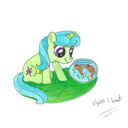 Size: 4500x4500 | Tagged: safe, artist:ulyssesgrant, pisces (g4), fish, pony, unicorn, g4, absurd resolution, female, horn, mare, pisces, ponyscopes, traditional art, zodiac