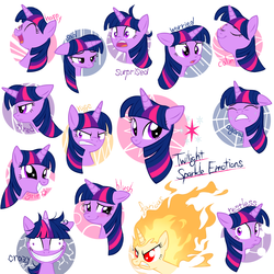 Size: 1000x1000 | Tagged: safe, artist:30clock, twilight sparkle, pony, rapidash, g4, cute, expressions, female, fire head, insanity, mane of fire, multeity, pixiv, rapidash twilight, solo, twiabetes, twilight snapple, twilight sparkle is not amused, unamused