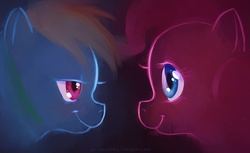 Size: 1583x969 | Tagged: safe, artist:glasmond, pinkie pie, rainbow dash, g4, female, lesbian, ship:pinkiedash, shipping