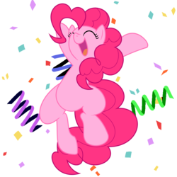 Size: 800x800 | Tagged: safe, artist:30clock, pinkie pie, earth pony, pony, g4, confetti, cute, diapinkes, eyes closed, female, open mouth, pixiv, simple background, solo, transparent background