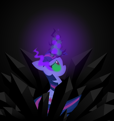 Size: 2216x2352 | Tagged: safe, artist:omegasunburst, twilight sparkle, pony, unicorn, g4, crystal, dark crystal, dark magic, female, horn, solo, sombra eyes