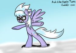 Size: 831x579 | Tagged: safe, artist:terton, cloudchaser, pony, g4, 30 minute art challenge, goggles, snow, snowboard, solo