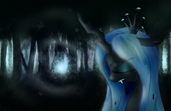 Size: 4269x2787 | Tagged: safe, artist:lemon-heartss, queen chrysalis, changeling, changeling queen, g4, female, forest, high res, solo