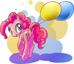 Size: 700x614 | Tagged: safe, artist:torisakura, pinkie pie, earth pony, pony, g4, balloon, butt, female, mouth hold, plot, solo