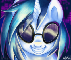 Size: 1418x1200 | Tagged: safe, artist:yulyeen, dj pon-3, vinyl scratch, pony, g4, female, looking at you, solo