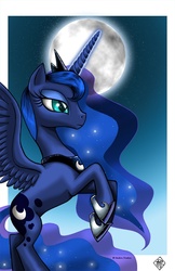 Size: 825x1275 | Tagged: safe, artist:razia, princess luna, pony, g4, female, moon, rearing, solo