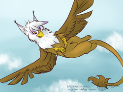 Size: 1024x768 | Tagged: safe, artist:aeritus, gilda, griffon, g4, 30 minute art challenge, eared griffon, ears, flying