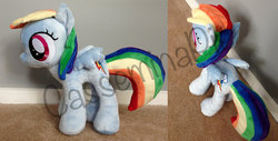 Size: 900x456 | Tagged: safe, artist:casseminapie, rainbow dash, pony, g4, female, filly, filly rainbow dash, irl, photo, plushie, solo