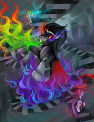 Size: 900x1165 | Tagged: safe, artist:buckingawesomeart, king sombra, spike, twilight sparkle, g4, crystal heart