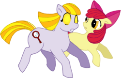 Size: 454x292 | Tagged: safe, artist:deathdog3000, apple bloom, oc, oc:ruby, oc:ruby (story of the blanks), earth pony, ghost, ghost pony, pony, story of the blanks, g4