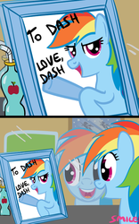 Size: 500x800 | Tagged: safe, artist:smile, rainbow dash, g4, autograph, kanye west, narcissism, parody, self ponidox