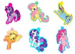 Size: 900x653 | Tagged: safe, artist:recklessantics, applejack, fluttershy, pinkie pie, rainbow dash, rarity, twilight sparkle, g4, keychain, mane six