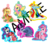 Size: 719x614 | Tagged: safe, artist:recklessantics, applejack, fluttershy, pinkie pie, rainbow dash, rarity, twilight sparkle, earth pony, pegasus, pony, unicorn, g4, clothes, dress, female, gala dress, horn, keychain, mane six, mare, simple background, transparent background, unicorn twilight