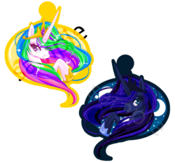 Size: 900x838 | Tagged: safe, artist:recklessantics, princess celestia, princess luna, g4, keychain