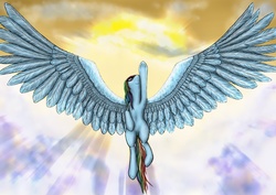 Size: 3508x2480 | Tagged: safe, artist:alcor, rainbow dash, g4, armpits, impossibly large wings, wings