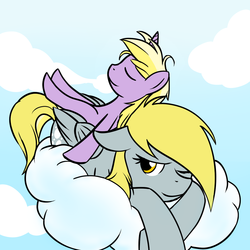 Size: 1000x1000 | Tagged: safe, artist:shinmera, derpy hooves, dinky hooves, pegasus, pony, g4, cloud, cloudy, equestria's best mother, female, mare