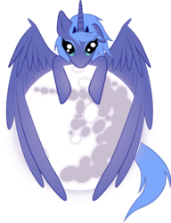 Size: 2753x3585 | Tagged: safe, artist:spiritofthwwolf, princess luna, pony, g4, female, moon, s1 luna, simple background, solo, tangible heavenly object