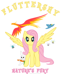 Size: 3659x4216 | Tagged: safe, artist:spiritofthwwolf, angel bunny, fluttershy, philomena, bird, parasprite, pegasus, phoenix, pony, g4, simple background, spread wings, transparent background, vector, wings