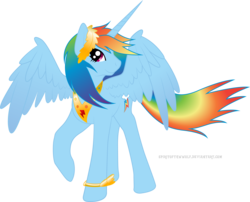 Size: 3003x2428 | Tagged: safe, artist:spiritofthwwolf, rainbow dash, alicorn, pony, g4, elements of harmony, female, race swap, rainbowcorn, simple background, solo, transparent background, vector