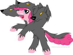 Size: 3085x2357 | Tagged: safe, artist:spiritofthwwolf, pinkie pie, cerberus, pony, g4, female, multiple heads, simple background, solo, three heads, transparent background, vector