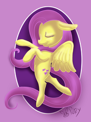 Size: 2148x2872 | Tagged: safe, artist:pikapetey, fluttershy, pegasus, pony, g4, eyes closed, female, mare, profile, signature, solo