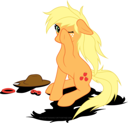 Size: 3008x2889 | Tagged: safe, artist:spiritofthwwolf, applejack, earth pony, pony, g4, female, loose hair, mare, morning ponies, simple background, sitting, solo, transparent background, vector