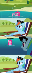 Size: 1280x2880 | Tagged: safe, artist:dtkraus, edit, screencap, pinkie pie, rainbow dash, sea pony, g4, too many pinkie pies, beach chair, chair, comic, seaponified, seapony pinkie pie, shoo be doo, species swap, sunbathing, sunglasses