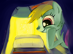 Size: 1474x1100 | Tagged: dead source, safe, artist:chimicherrychonga, rainbow dash, pony, g4, book, female, reading, solo