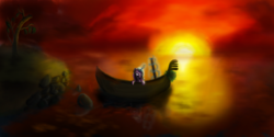Size: 2000x1000 | Tagged: safe, artist:tuore, princess cadance, pony, g4, boat, female, ocean, scenery, solo