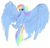 Size: 692x670 | Tagged: dead source, safe, artist:puddyrama, rainbow dash, pegasus, pony, g4, female, flying, impossibly large wings, large wings, mare, simple background, smiling, solo, spread wings, transparent background, wings