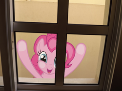 Size: 4288x3216 | Tagged: safe, artist:missbeigepony, pinkie pie, g4, ponies in real life, vector, window