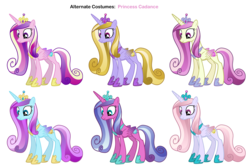 Size: 3917x2578 | Tagged: safe, artist:pika-robo, artist:sakatagintoki117, amber waves, amethyst maresbury, elbow grease, fleur de verre, paradise (g4), princess cadance, sapphire joy, alicorn, crystal pony, pony, g4, alternate clothes, concave belly, ember's worst nightmare, palette swap, recolor, simple background, slender, thin, transparent background, vector