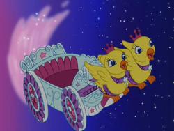 Size: 640x480 | Tagged: safe, screencap, bird, chocobo, g3, the runaway rainbow, carriage, crystal carriage, night, stars