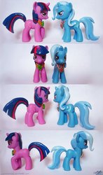 Size: 686x1165 | Tagged: safe, artist:sophiesplushies, trixie, twilight sparkle, g4, magic duel, alicorn amulet, brushable, customized toy, irl, photo, toy