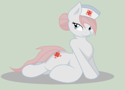 Size: 893x648 | Tagged: safe, artist:joey darkmeat, artist:sweetiequest, edit, nurse redheart, earth pony, pony, semi-anthro, g4, female, helloooooo nurse, mare, side-sitting, solo