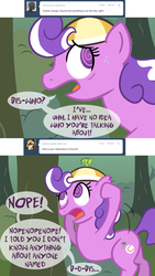 Size: 1000x1777 | Tagged: safe, screwball, earth pony, pony, g4, ask, background pony, comic, female, hat, implied discord, mare, nope, nope nope nope nope nope nope, panic, propeller hat, screwball tells all, solo, sweat, swirly eyes, tumblr