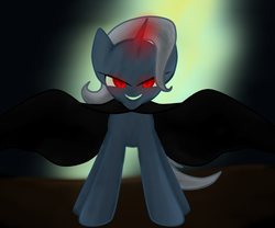 Size: 600x500 | Tagged: safe, artist:idsmehlite, trixie, g4, glowing eyes, grin, smiling