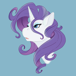 Size: 500x500 | Tagged: dead source, safe, artist:daydreamer-mod, rarity, pony, unicorn, g4, bust, female, mare, open mouth, simple background, solo