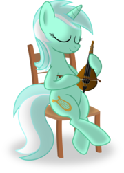Size: 6463x8988 | Tagged: safe, artist:psyxofthoros, lyra heartstrings, pony, unicorn, g4, absurd resolution, bow (instrument), chair, cretan lyra, eyes closed, female, music, musical instrument, simple background, sitting, smiling, solo, transparent background, vector
