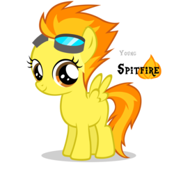 Size: 4400x4400 | Tagged: safe, artist:blackm3sh, spitfire, pegasus, pony, g4, absurd resolution, female, filly, filly spitfire, foal, goggles, looking at you, show accurate, simple background, smiling, smiling at you, solo, spread wings, transparent background, vector, wings, younger