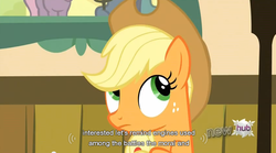 Size: 846x470 | Tagged: safe, screencap, applejack, apple family reunion, g4, youtube caption