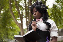 Size: 1280x854 | Tagged: safe, artist:vidot, octavia melody, human, g4, cosplay, costume, irl, irl human, photo, reading, solo