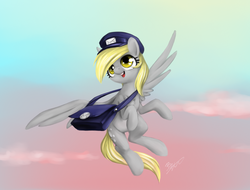 Size: 978x744 | Tagged: safe, artist:madcookiefighter, derpy hooves, pegasus, pony, g4, female, mail, mailpony, mare, solo, underp