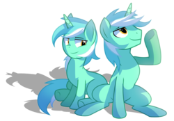 Size: 3384x2361 | Tagged: safe, artist:wicklesmack, lyra heartstrings, pony, unicorn, g4, bedroom eyes, guyra, high res, looking up, open mouth, rule 63, shadow, simple background, sitting, smiling, transparent background, underhoof, vector
