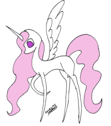 Size: 900x1027 | Tagged: safe, artist:toppops, princess celestia, pony, g4, female, pointy ponies, solo